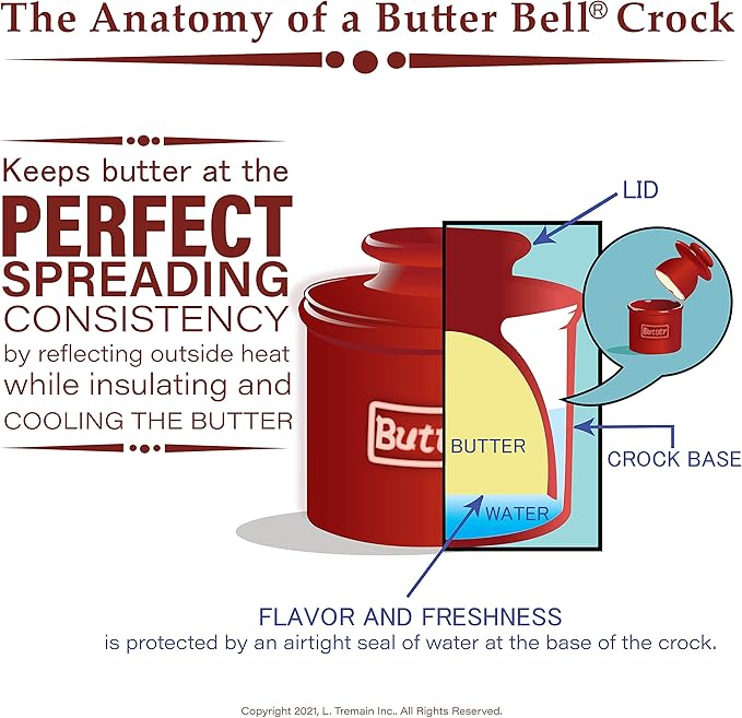 Butter Bell - The Original Butter Bell Crock by L. Tremain, French Ceramic Butter Dish, Café Matte Collection, Navy Matte