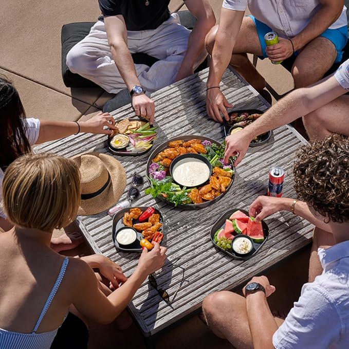Madesmart Dipware Reusable Dining Plate/Serving Tray for Appetizers and Snacks, Food-Safe Appetizer Serving Platter with Removable Dip Bowl, Terracotta