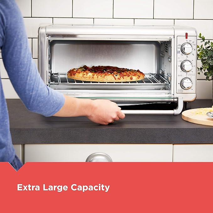 BLACK+DECKER Crisp 'N Bake Air Fry Countertop Convection Toaster Oven, XL Capacity, 8-Slice, 5-in-1, Fits 9” x 13” pan,12” Pizza, 60-Min Timer, Bake, Broil, Air Fry, Toast, Keep Warm, Stainless Steel