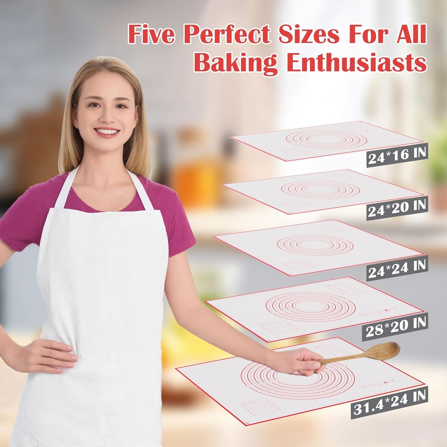 BlueBark 2 PCS - 28"L x 20"W Non-stick Silicone Baking Mat for Pastry & Dough, Sourdough Bread Making Tools, Kitchen Counter, Cooking Enthusiasts