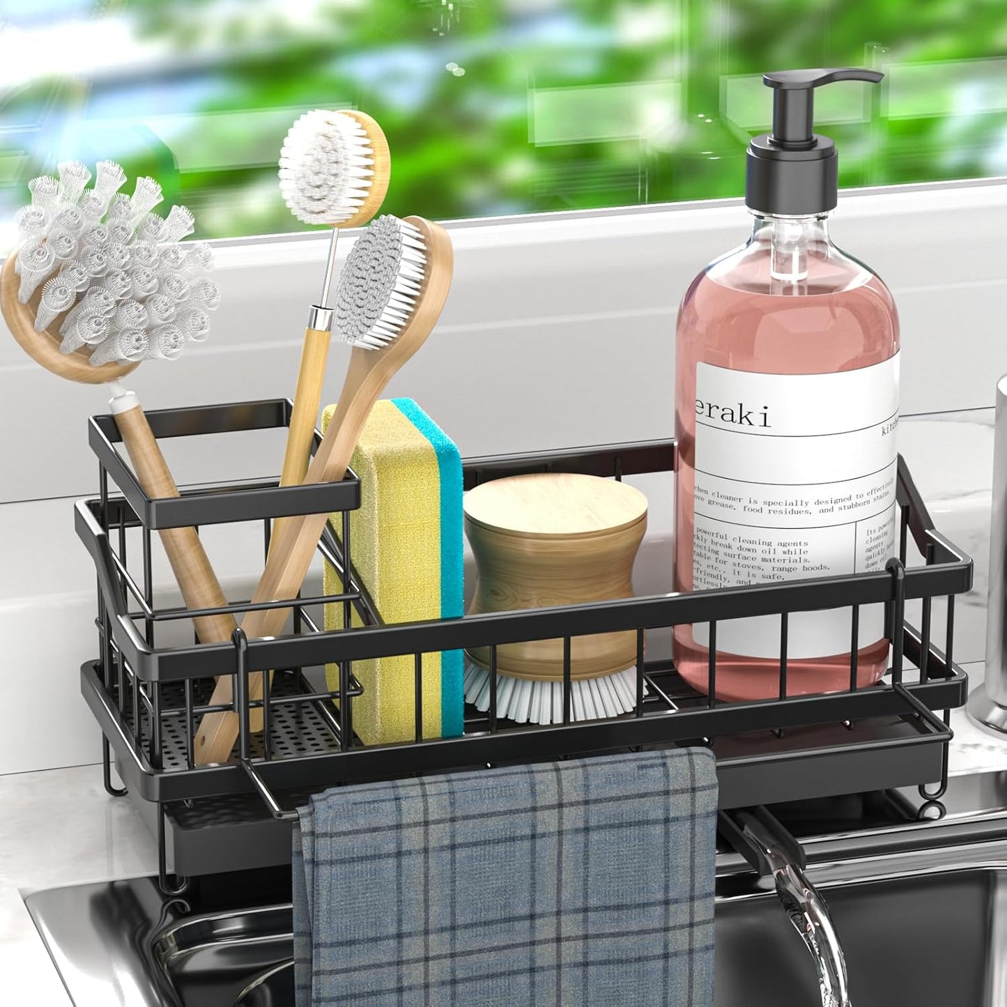 Sponge Holder for Kitchen Sink - Countertop Rustproof Stainless Steel, Kitchen Gadgets Accessories, Sink Caddy