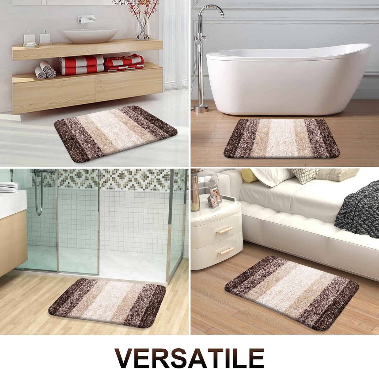 OLANLY Bathroom Rugs Mat 40x32, Extra Soft Absorbent Microfiber Bath Rugs, Rubber Backing, Quick Dry, Machine Washable Bath Mats for Bathroom Floor, Tub and Shower, Home Decor Accessories, Brown