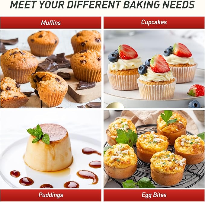 2 Pack 6 Cups Silicone Mini Muffin Pan with Metal Reinforced Frame Silicone Molds Cupcake Cake Baking Pans Cookie Baking Chocoflan Cupcake Mold Cake Molds Kitchen Baking Mom Gift Home Essentials