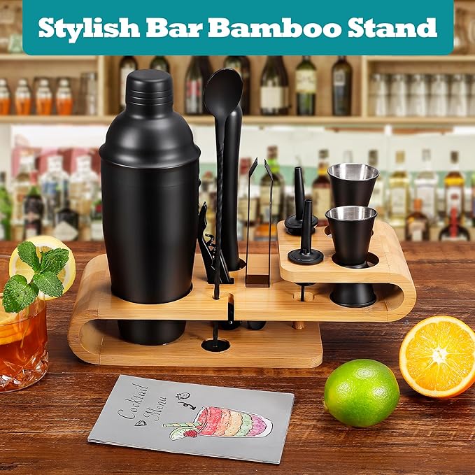 Cocktail Shaker Set - 12-Piece Complete Bartender Kit for Home Bar and Cocktail Making - Includes Cocktail Shaker, Bar Tools, and Barware Tool Sets
