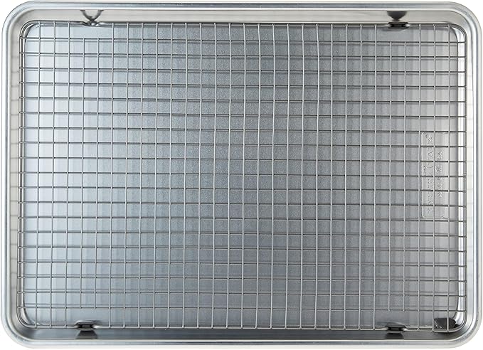 Nordic Ware - 43172AMZM Nordic Ware Half Sheet with Oven Safe Nonstick Grid, 2 Piece Set, Natural