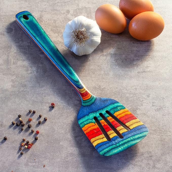 Totally Bamboo Baltique Montego Bay Collection 12-1/2" Wooden Slotted Spatula, Safe for Nonstick