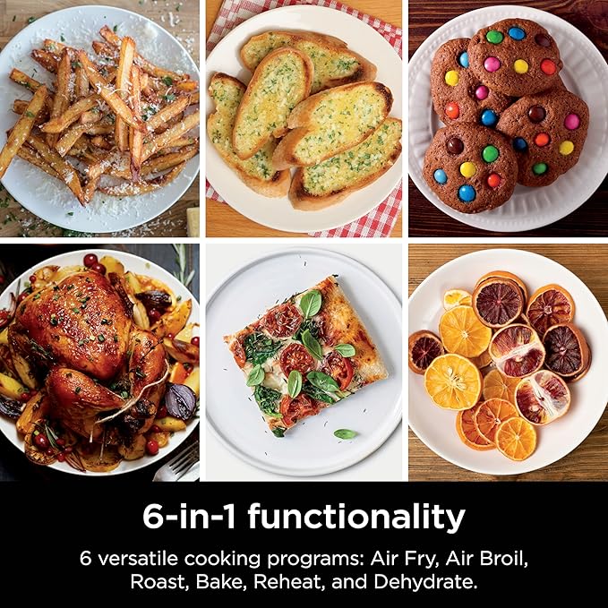 Ninja Air Fryer, 10QT DoubleStack XL 2-Basket, Compact Design, Cooks 5lb Whole Chicken, Feeds Up to 8 People, 6-in-1 Air Fryer, Roast, Bake & More, Easy to Clean, Dishwasher Safe Parts, Grey, SL401