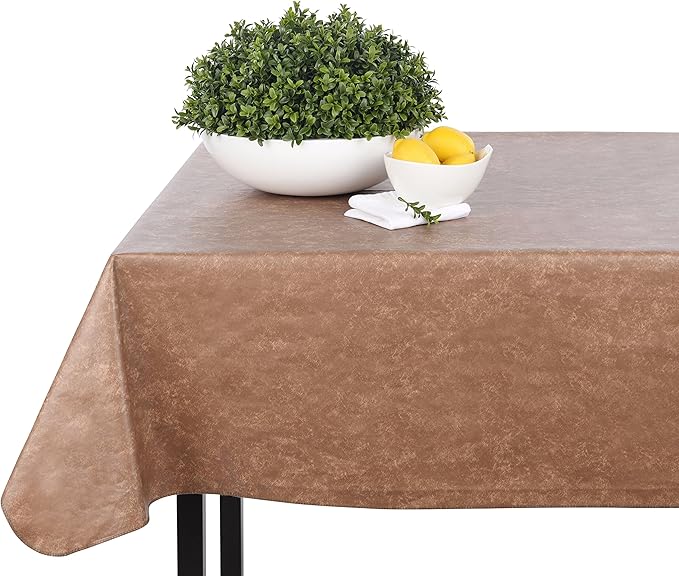 Yourtablecloth Heavy Duty Vinyl Rectangle or Square Tablecloth – 6 Gauge Heavy Duty Tablecloth – Flannel Backed – Wipeable Tablecloth with Vivid Colors & Many Sizes 52 x 70 White