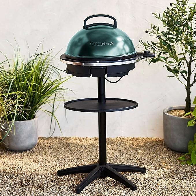 GreenPan 2-in-1 Portable Indoor/Outdoor Electric Grill & Griddle, Forest Green