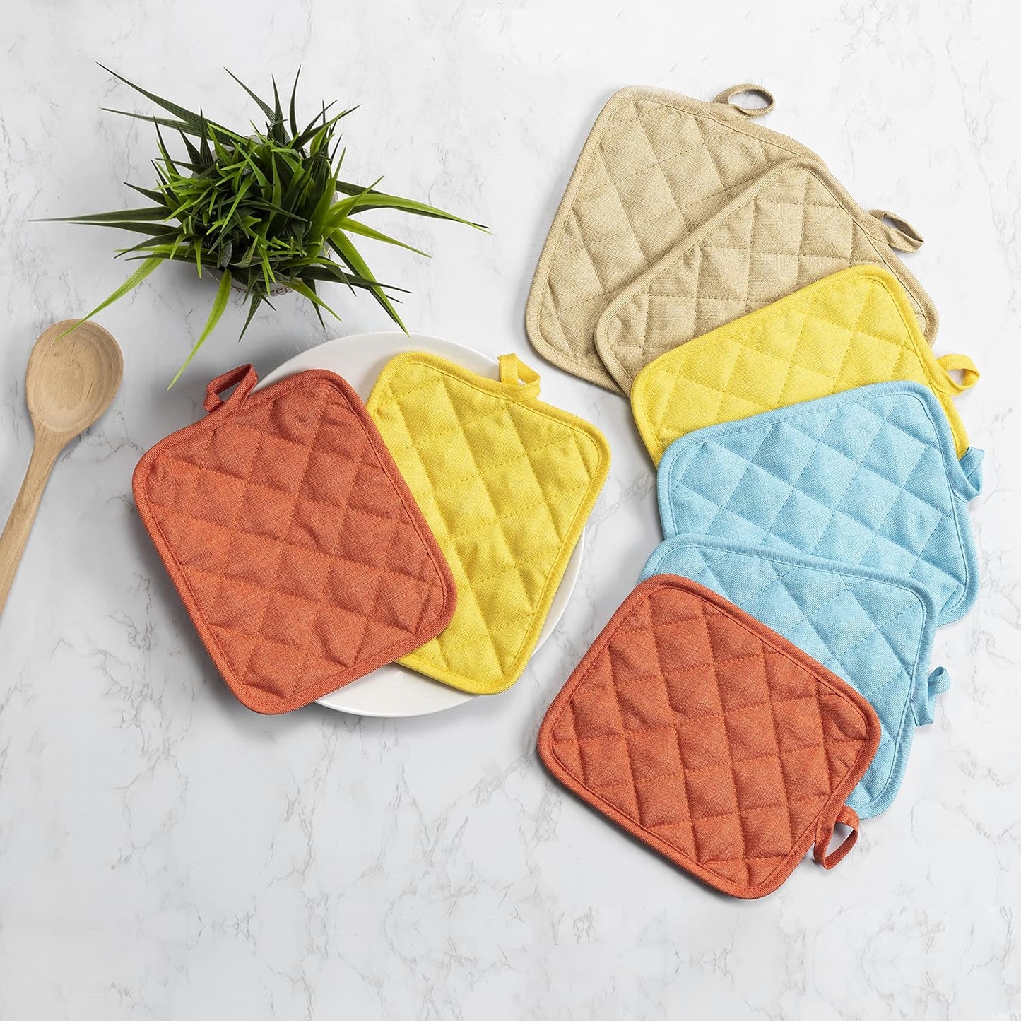 American Linen Pot Holders, Hot Pads, Table Pads for Kitchen and Dining Table, Non Slip Heat Resistant Hot Pot Holder (Sand, 4 Pack)