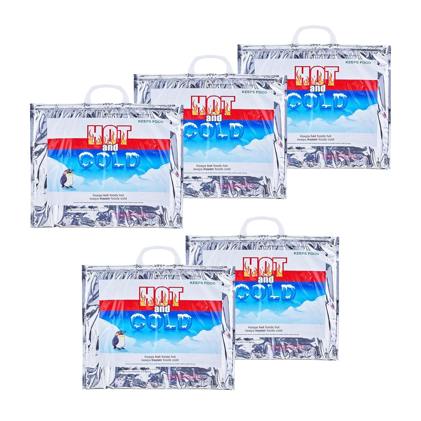 Superio Hot and Cold Insulated Bags for Food Delivery, Grocery Shopping Bags, Food Storage for Hot and Frozen Food for Travel, Disposable Cooler Bag, Reinforced Thermal Lunch Bag (5, 15.5"x13")